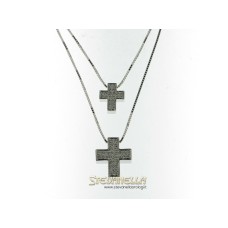 Collana Uomo Donna Con Ciondolo Croce Di Gesù Color Argento Oro In - Foto 9